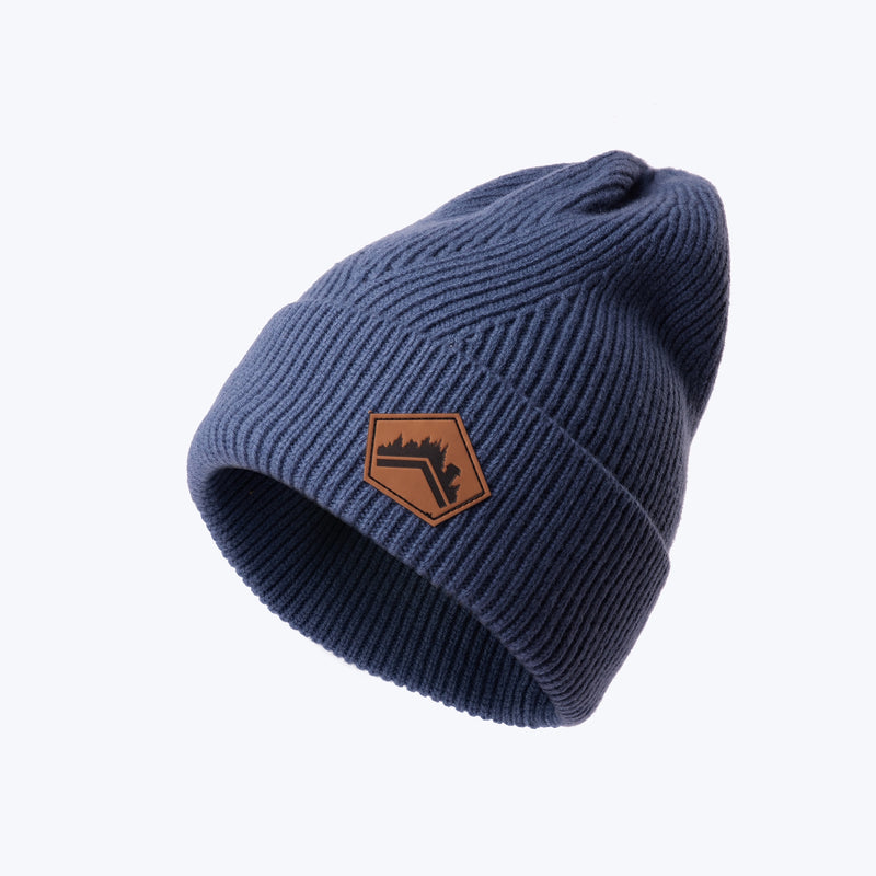 Knitted Wool Beanie in Cobalt